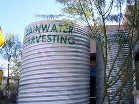 Rainwater harvesting tanks in Tucson, AZ