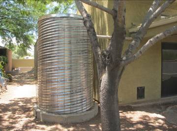 Home rainwater harvesting tank.